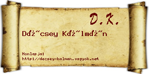 Décsey Kálmán névjegykártya